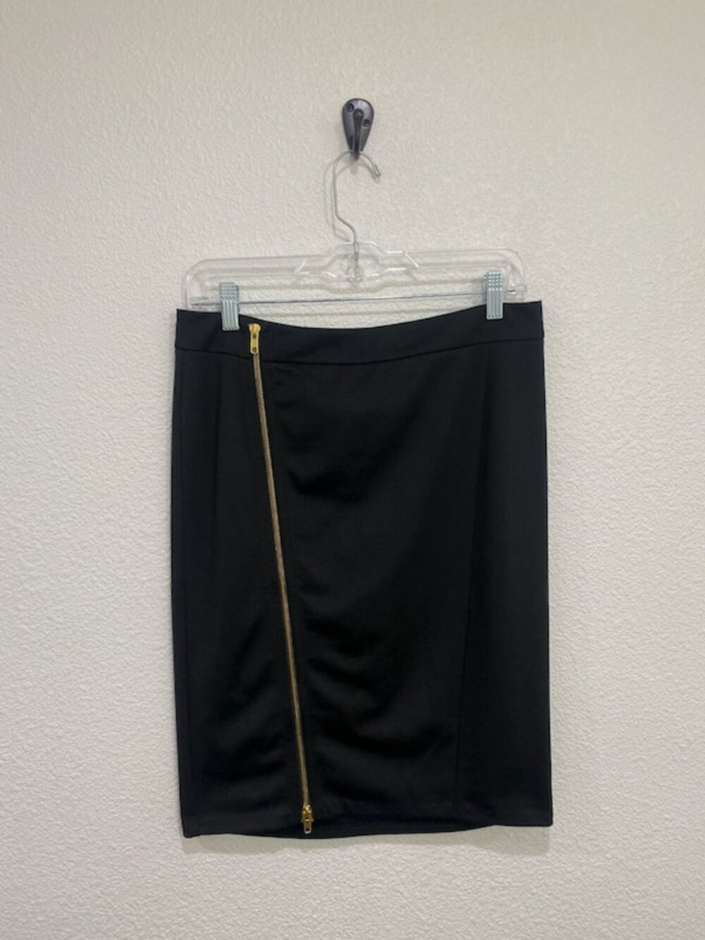 JustFab Asymmetrical Zip Midi Pencil Skirt Black S - Picture 2 of 7